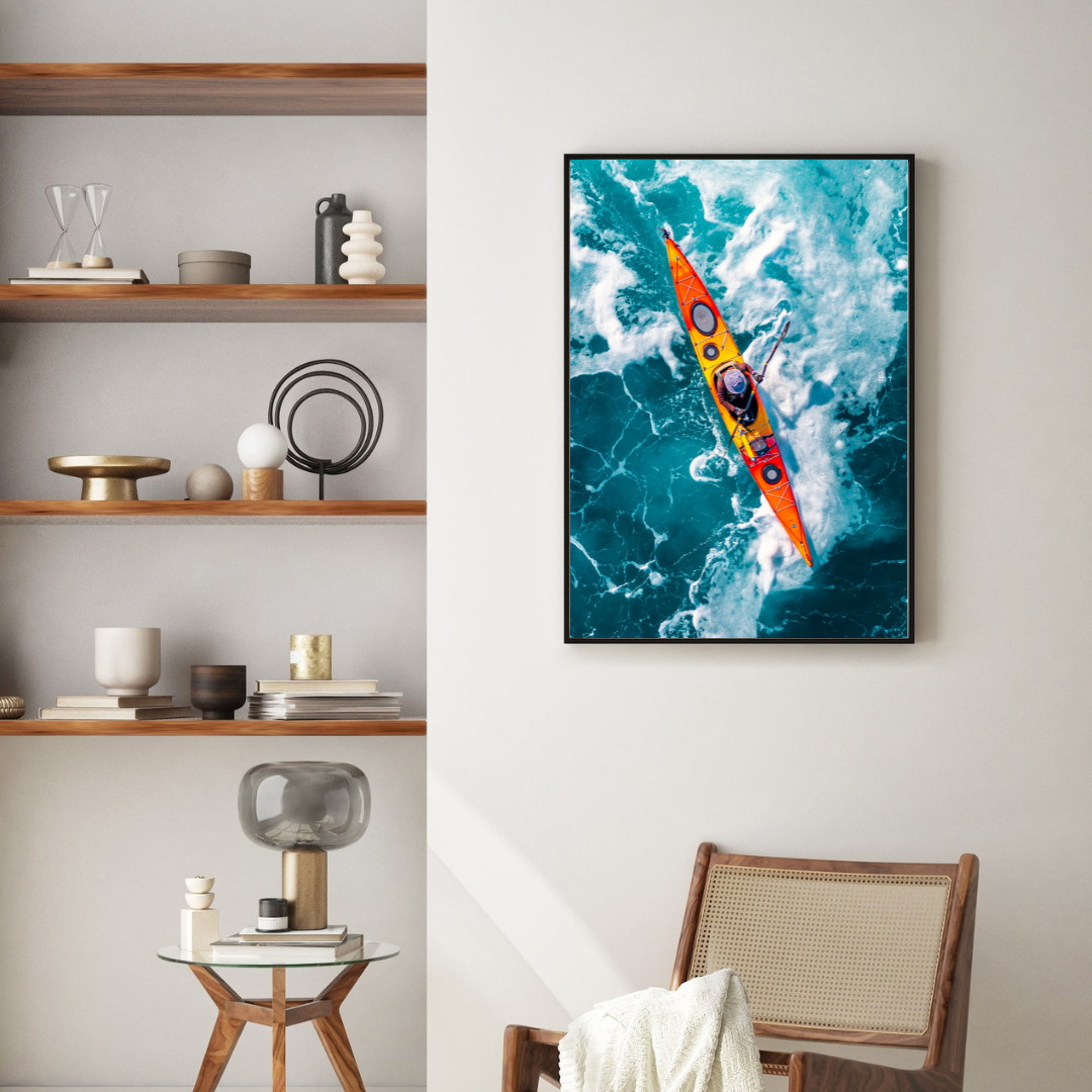 Kayak at the mouth of the Hadera River - by artist Gilad Topaz