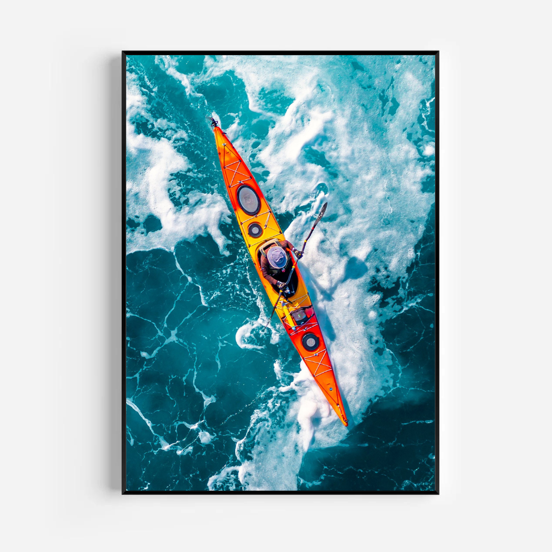 Kayak at the mouth of the Hadera River - by artist Gilad Topaz