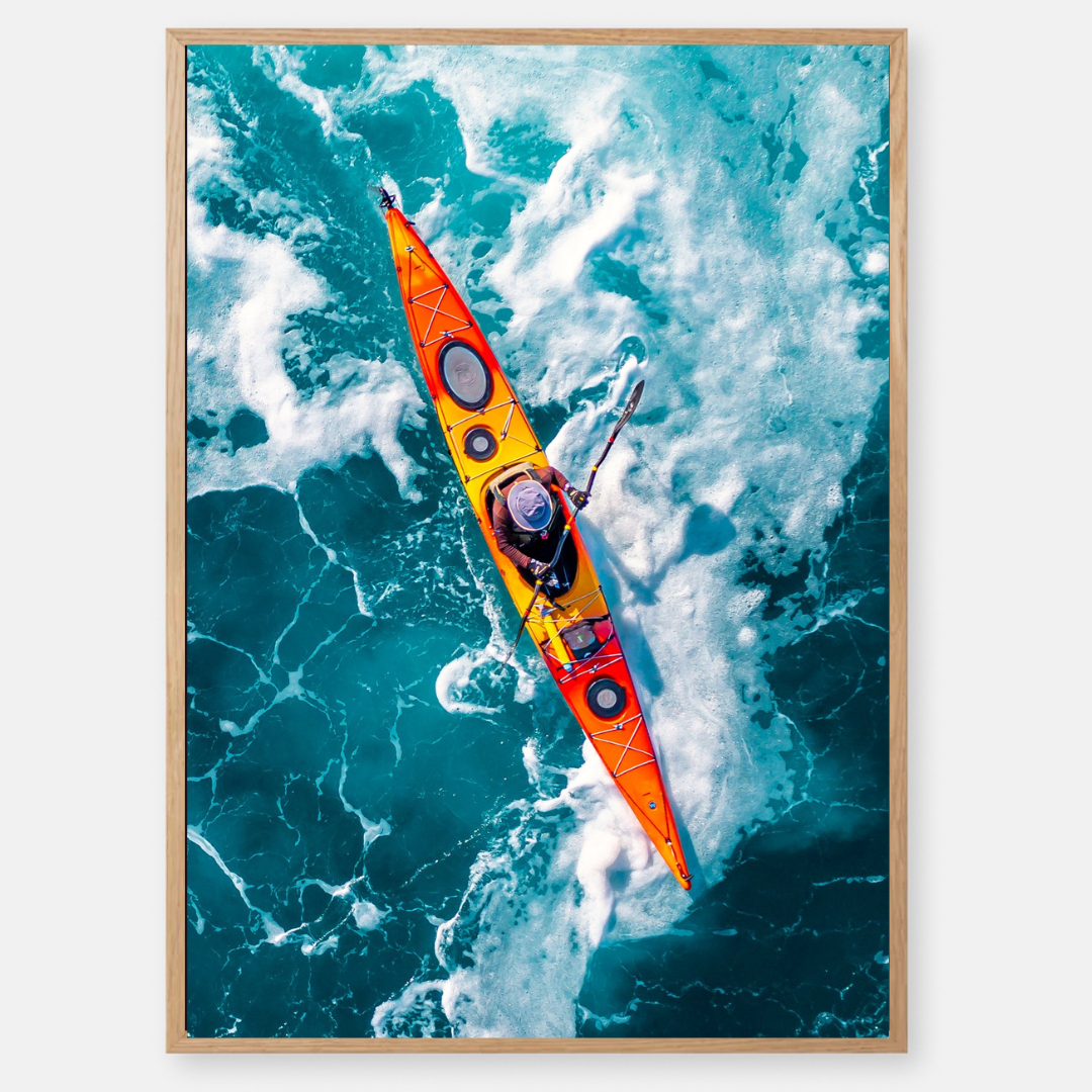 Kayak at the mouth of the Hadera River - by artist Gilad Topaz