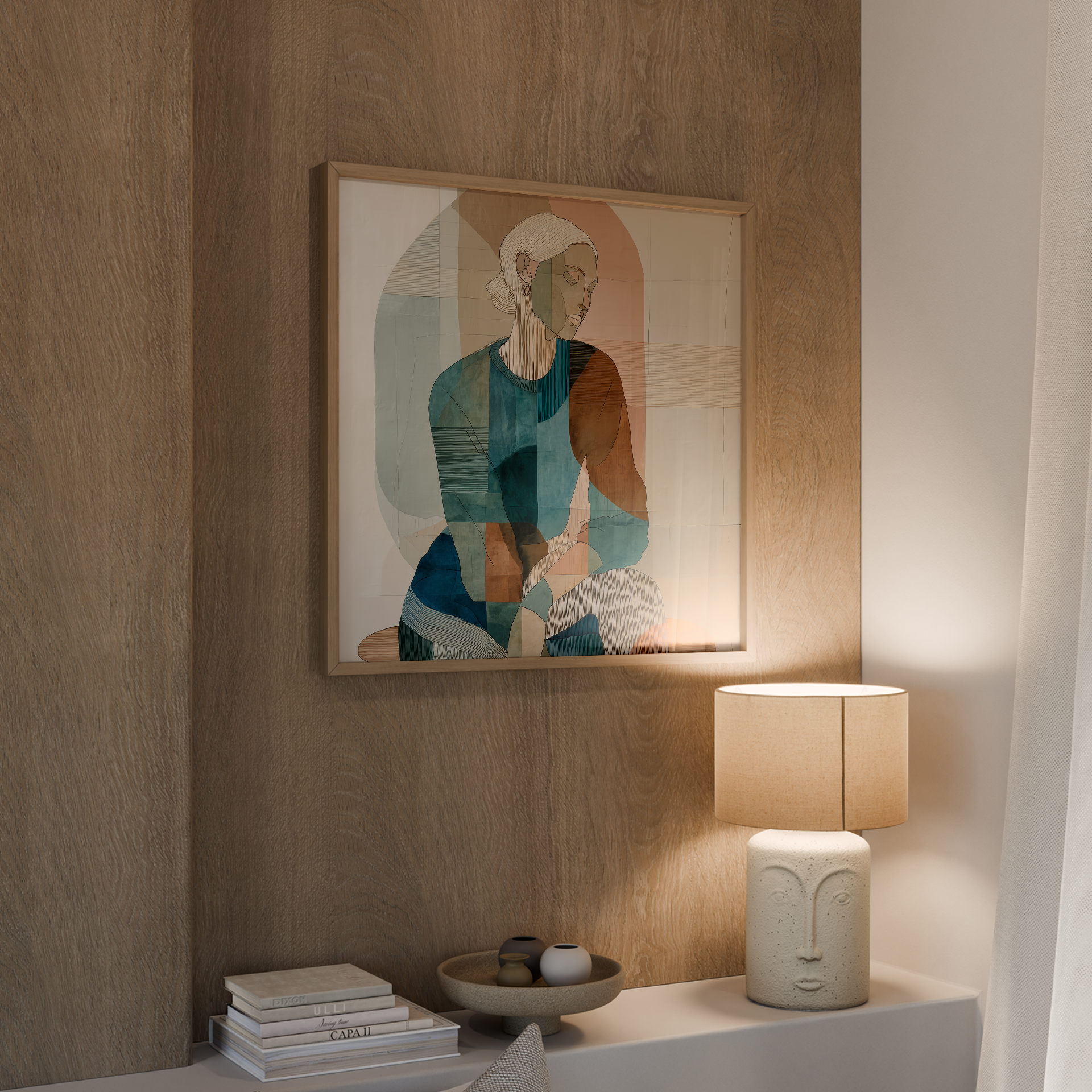 איור אמנותי של אישה ישובה בגוונים טבעיים בסגנון מינימליסטי – Tala מאת the left handed