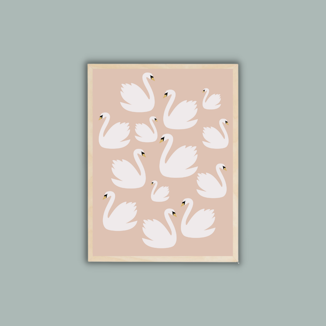 סט תמונות לחדר ילדים ותינוקות דגם WHITE SWAN