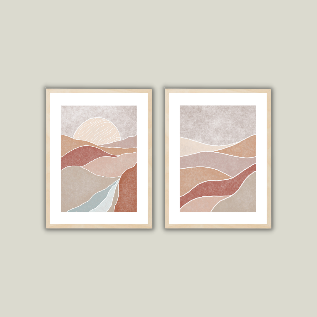 סט תמונות קיר לסלון בסגנון בוהו דגם SUNSET