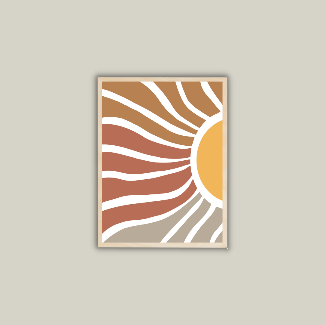 סט תמונות קיר לסלון בסגנון בוהו דגם GOLDEN SUN