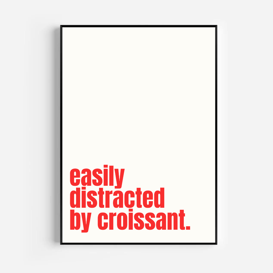 easily distracted by croissant - white red